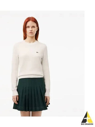 Women s Cotton Blend Crew Neck Sweater OFFWHITE Off White - LACOSTE - BALAAN 1