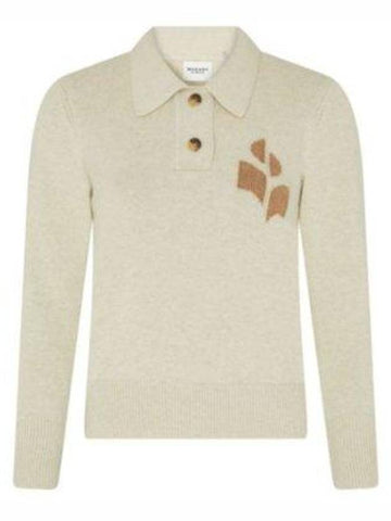 Nola Long Sleeve Polo Knit Top Ivory - ISABEL MARANT - BALAAN 1