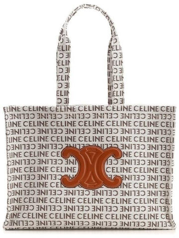 Large Cabas Tote Bag Thais in Textile with All-Over Natural Tan - CELINE - BALAAN 1