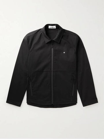 Stellina Embroidered Shirt Jacket Black - STONE ISLAND - BALAAN 1