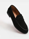 Men's Suede No Penny Flat Loafers Black - CHRISTIAN LOUBOUTIN - BALAAN.