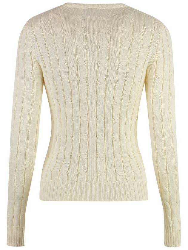 Embroidered Logo Pony Cable Knit Top Cream - POLO RALPH LAUREN - BALAAN 3