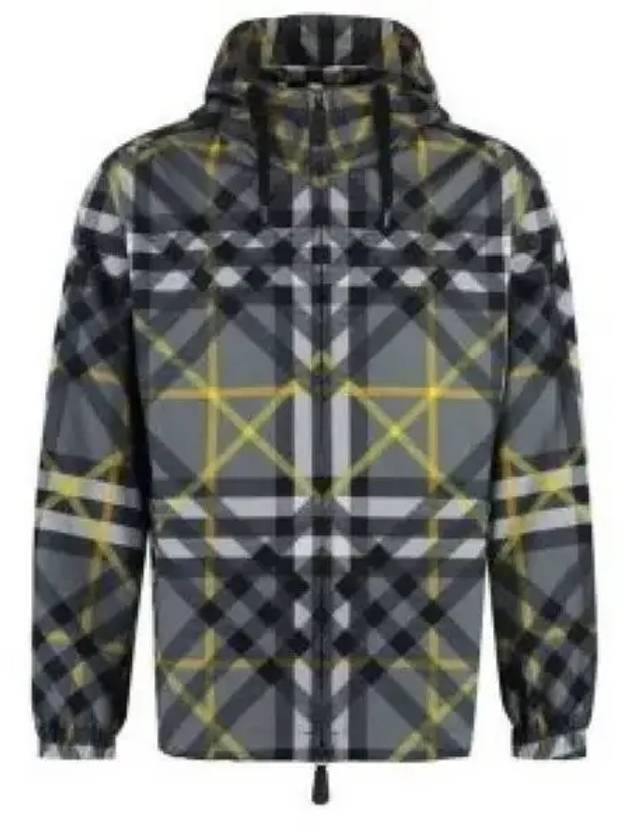 Men's Double Check Stanford Gabardine Hooded Jacket Storm Grey - BURBERRY - BALAAN 2