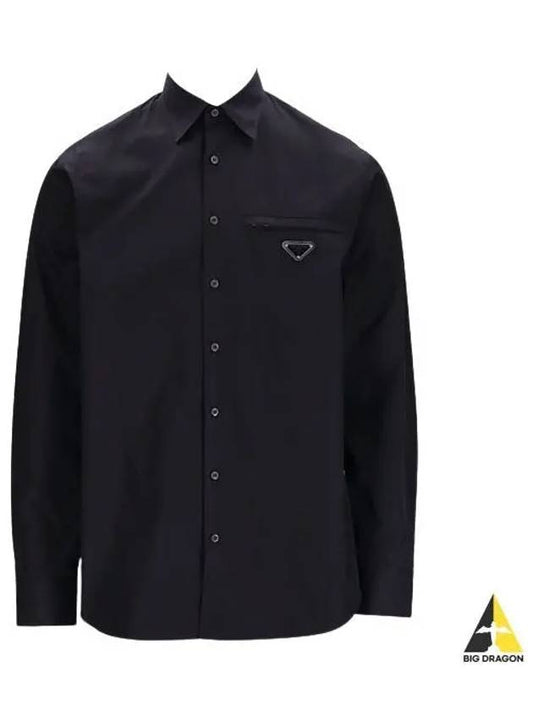 Cotton Long Sleeve Shirt Black - PRADA - BALAAN 2