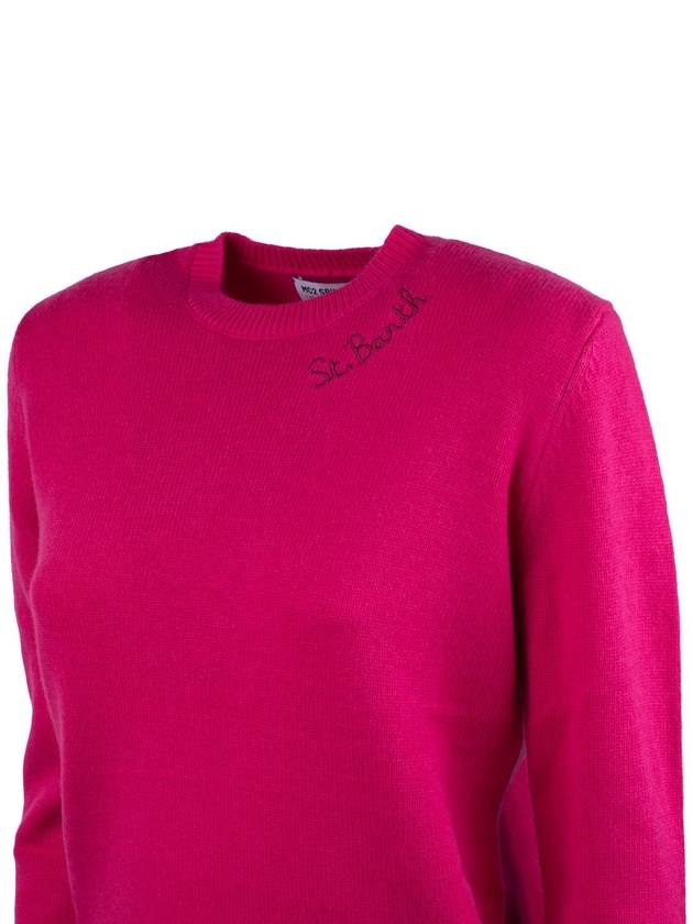 MC2 Saint Barth Fuchsia Crewneck Sweater With St. Barth Embroidery - MC 2 SAINT BARTH - BALAAN 3