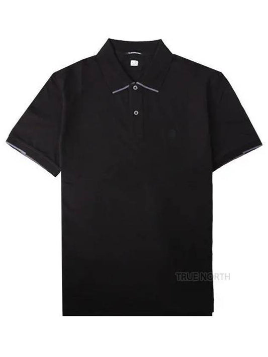 Men's Logo Patch Short Sleeve Polo Shirt Black - CP COMPANY - BALAAN 2