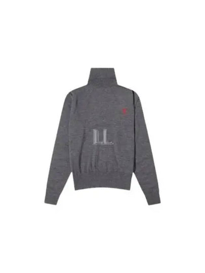 Heart Logo Wool Turtleneck Grey - AMI - BALAAN 2