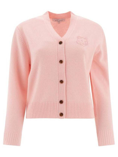 Embroidery Bold Fox Head Cardigan Light Pink - MAISON KITSUNE - BALAAN 2