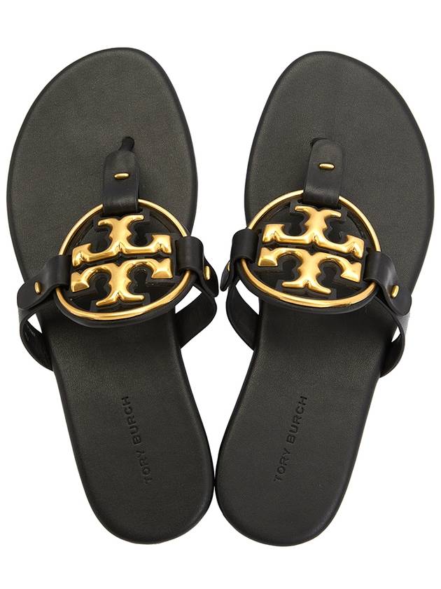 Women's Metal Miller Soft Flip Flops Black - TORY BURCH - BALAAN 3