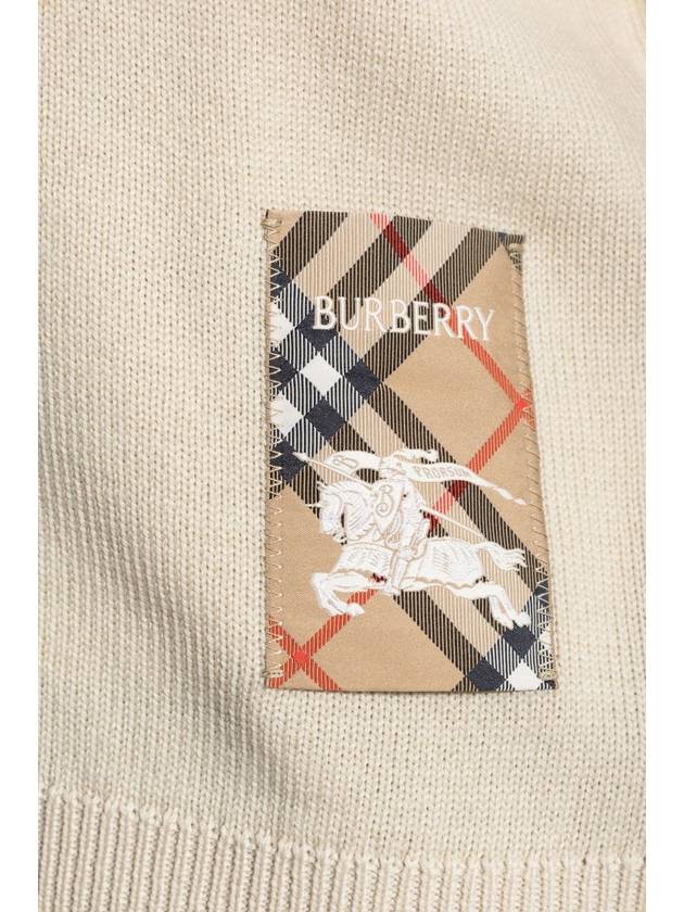 Burberry Wool Cardigan With Logo Patch, Women's, Cream - BURBERRY - BALAAN 5