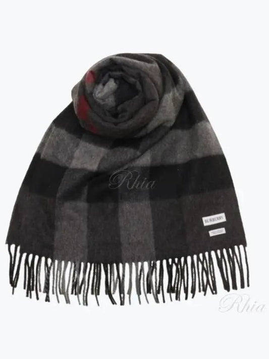 Iconic Check Cashmere Scarf Grey - BURBERRY - BALAAN 2