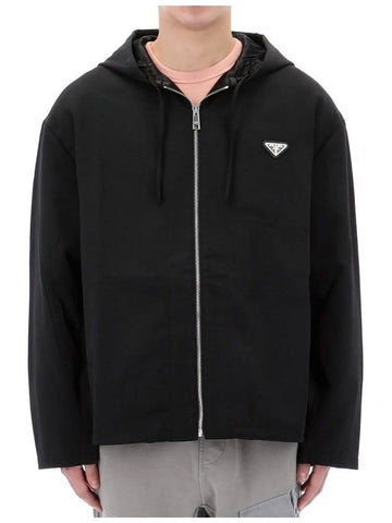 Triangle logo wool hooded blouson jacket SGC195 F0002 - PRADA - BALAAN 1