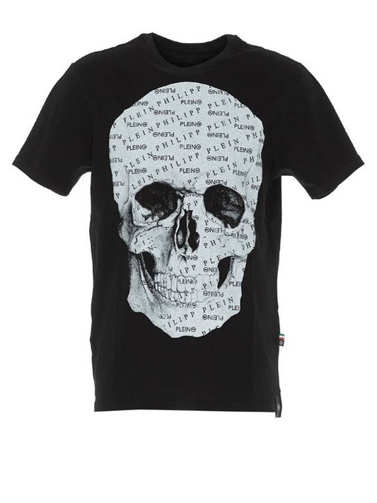 Skull All Over PP Short Sleeve T-Shirt Black - PHILIPP PLEIN - BALAAN.