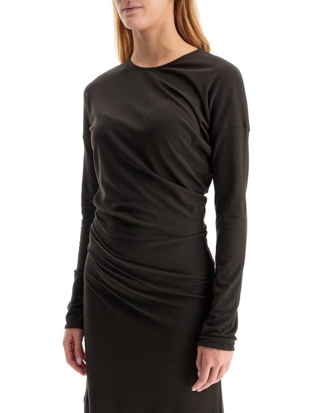 Long sleeve twist midi dress dark espresso - LEMAIRE - BALAAN 5