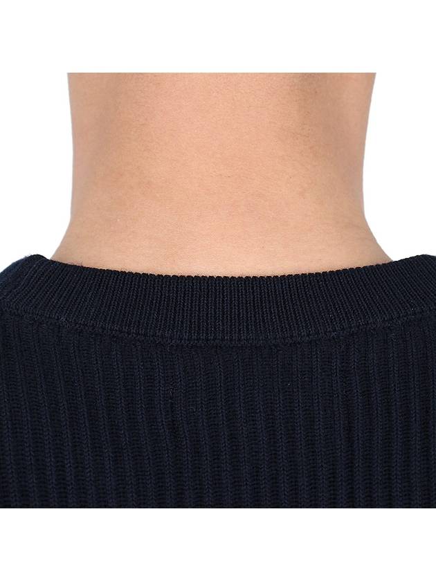 Crewneck Full Rib Wool Knit Top Navy - STONE ISLAND - BALAAN 9