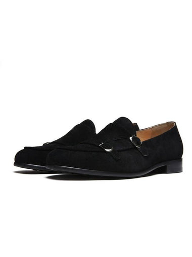 Chico Suede Double Monk Strap Black - FLAP'F - BALAAN 1