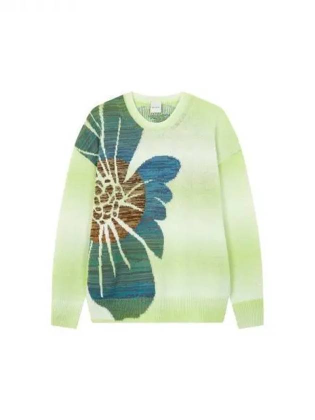 Women s Big Flower Graphic Crew Neck Knit Neon Green 271943 - PAUL SMITH - BALAAN 1