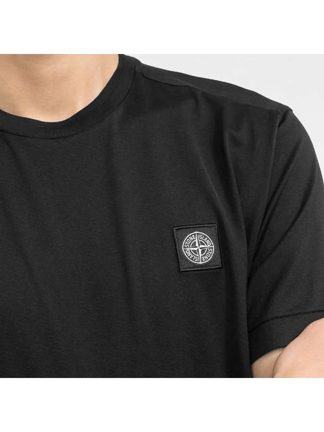 Logo Patch Short Sleeve T-Shirt Black - STONE ISLAND - BALAAN 4