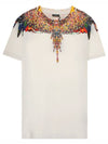 19FW CMAA018F190010220188 Multicolor Wing Round Short Sleeve T-Shirt White Multicolor Men's T-Shirt TR - MARCELO BURLON - BALAAN 1