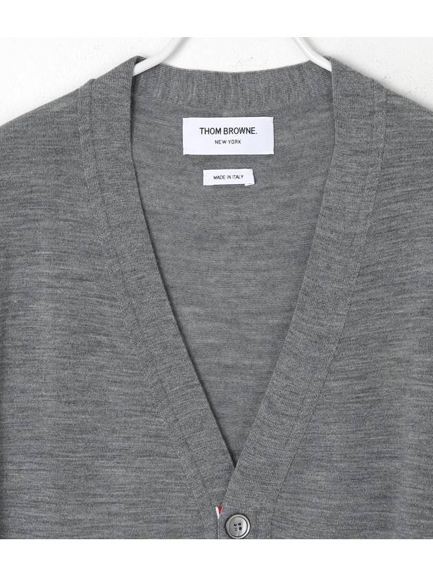 Men's Sustainable Classic Diagonal Wool Cardigan Pale Grey - THOM BROWNE - BALAAN 5