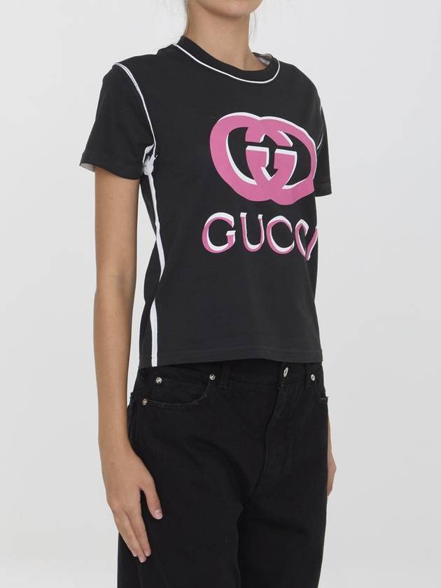 T-Shirt With Gucci Interlocking G Print - GUCCI - BALAAN 2