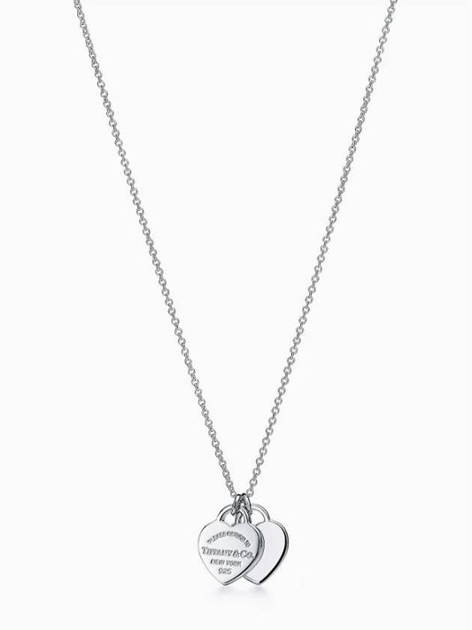 Return To Tiffany Double Heart Pendant Necklace Silver - TIFFANY & CO. - BALAAN 2