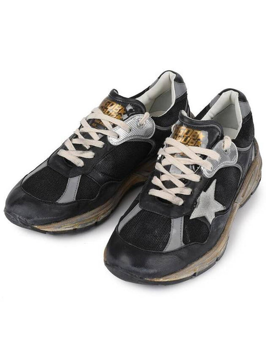 Dad-Star Mesh Nappa Leather Low Top Sneakers Black Ice Grey - GOLDEN GOOSE - BALAAN 2