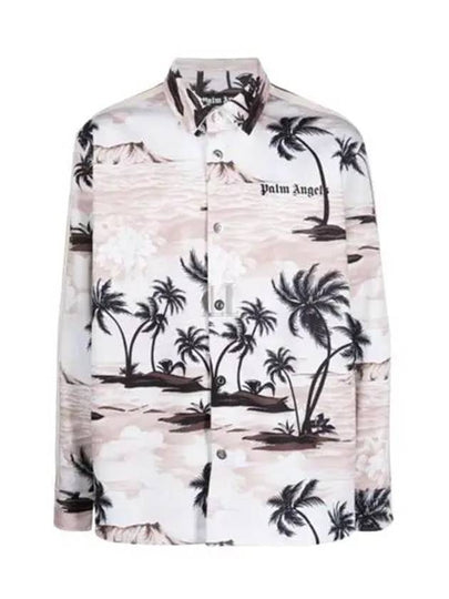 Hawaiian Printed Long Sleeve Shirt Beige - PALM ANGELS - BALAAN 2