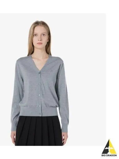 Women s V neck soft wool cardigan melange gray - LACOSTE - BALAAN 1