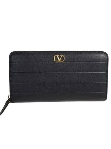 P0645 XWQ 0NO V logo long wallet black - VALENTINO - BALAAN 1