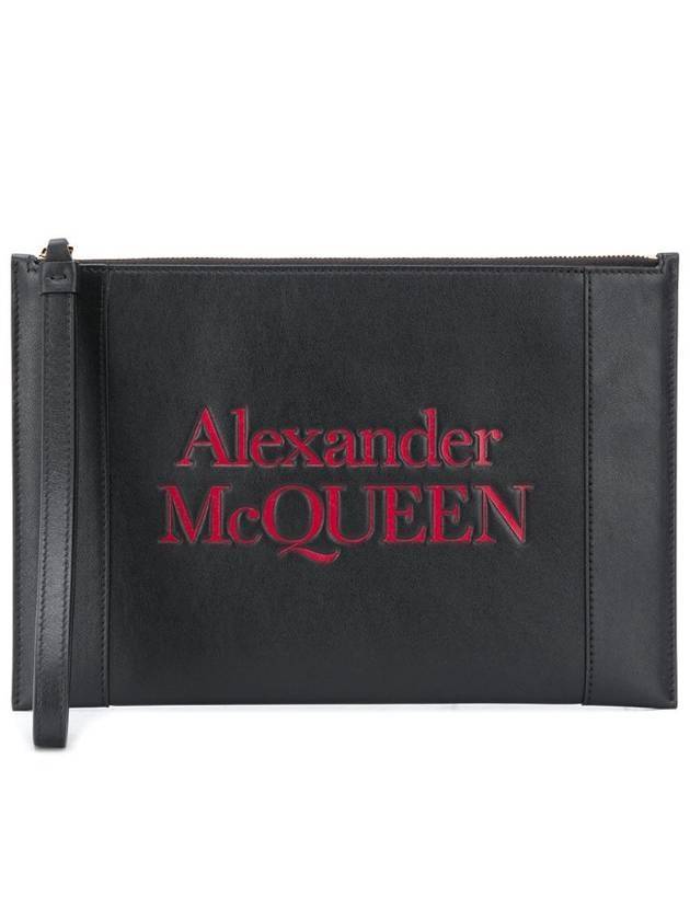 Signature Zipper Pouch Clutch Bag Black - ALEXANDER MCQUEEN - BALAAN.