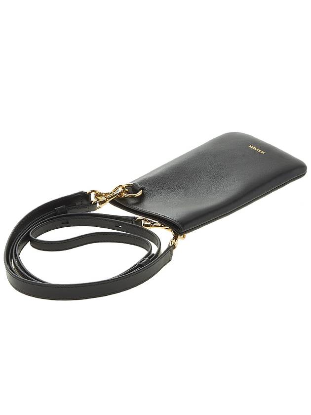 Embossed Logo Phone Holder Lambskin Leather Mini Bag Black - JIL SANDER - BALAAN 5