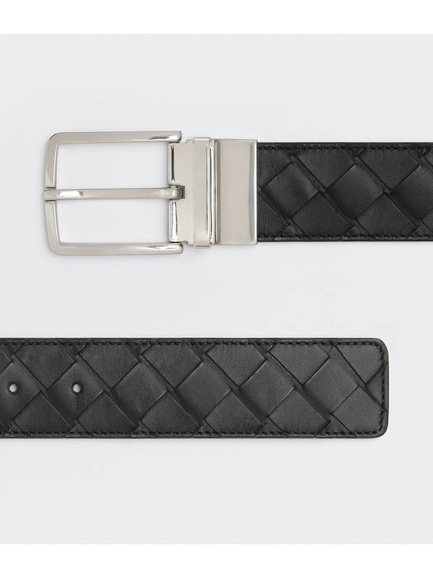 Intrecciato Reversible Leather Belt Black Parakit - BOTTEGA VENETA - BALAAN.