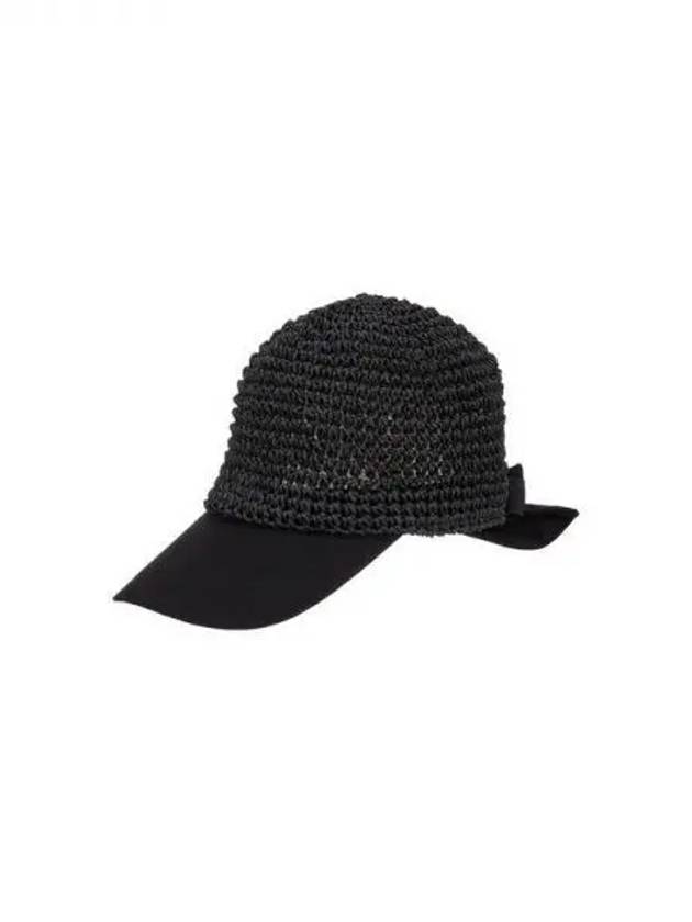 Women s Logo Ribbon Straw Cap Black 271133 - EMPORIO ARMANI - BALAAN 1