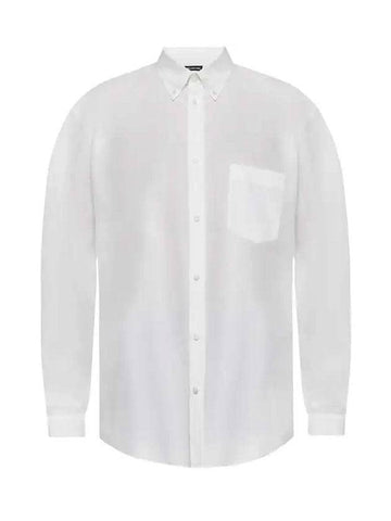 logo oversized long sleeve shirt white - BALENCIAGA - BALAAN.