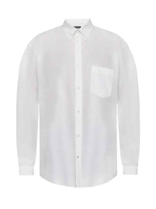 logo oversized long sleeve shirt white - BALENCIAGA - BALAAN.