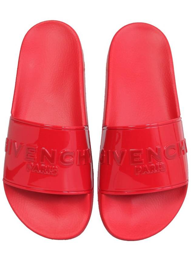 embossed logo rubber slide slippers red - GIVENCHY - BALAAN 3