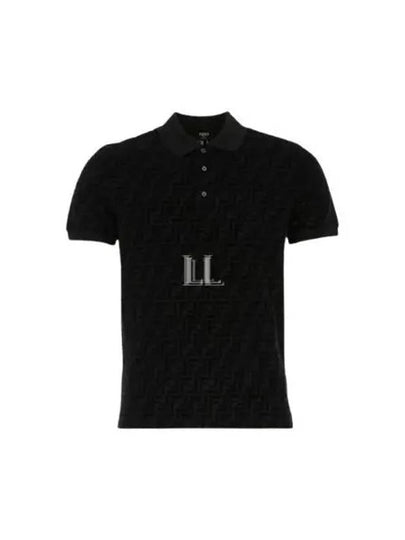 FF Jacquard Short Sleeve Polo Shirt Black - FENDI - BALAAN 2