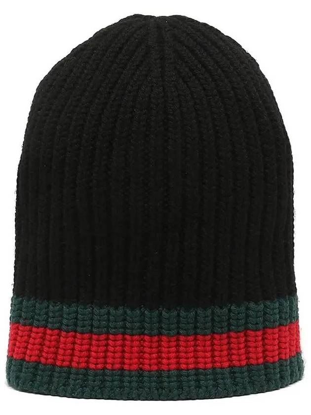 Men's Web Beanie Black - GUCCI - BALAAN.