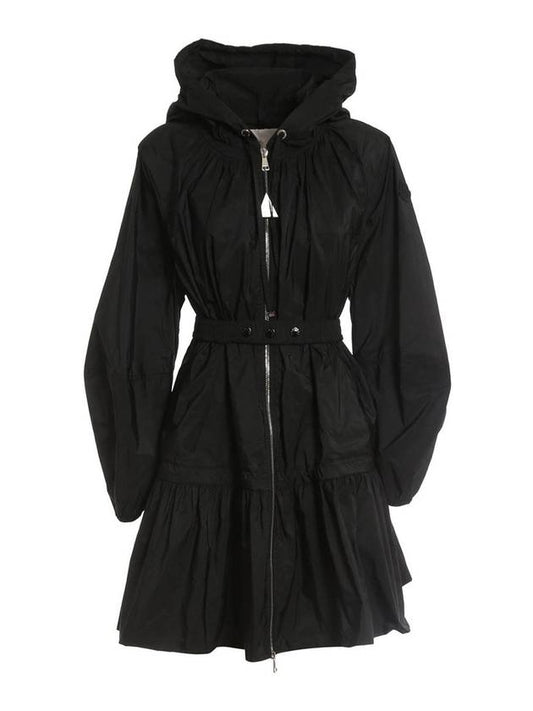 women vernier berniers nylon long jacket black - MONCLER - BALAAN.