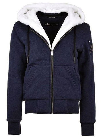 Classic Bunny Fur Zip-up Hoodie Navy - MOOSE KNUCKLES - BALAAN 1