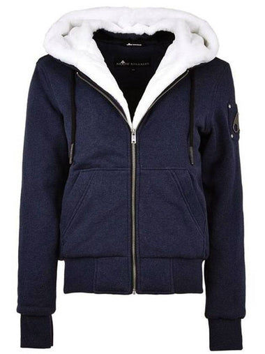 Classic Bunny Fur Zip-up Hoodie Navy - MOOSE KNUCKLES - BALAAN 1