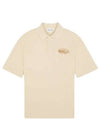 Oversized Textured Polo Shirt Wheat - MAISON KITSUNE - BALAAN 2