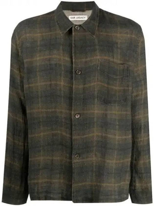 Woolblend Check Box Long Sleeve Shirt Green - OUR LEGACY - BALAAN 2