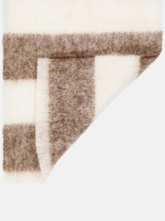 Studios Logo Patch Stripe Wool Blend Muffler Brown White - ACNE STUDIOS - BALAAN 4