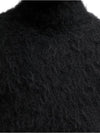 High Neck Alpaca Mohair Brushed Knit Top Black - AMI - BALAAN 3