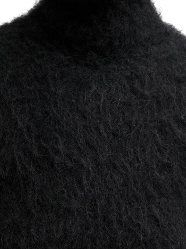 High Neck Alpaca Mohair Brushed Knit Top Black - AMI - BALAAN 3