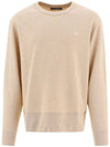 Face Patch Crew Neck Sweatshirt Oatmeal Melange - ACNE STUDIOS - BALAAN.