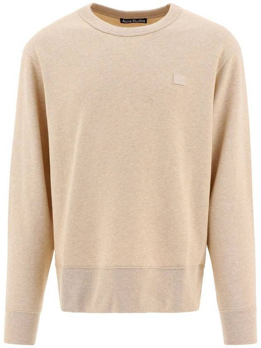 Face Patch Crew Neck Sweatshirt Oatmeal Melange - ACNE STUDIOS - BALAAN 1