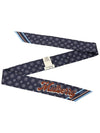 Recycled Polyester From England With Love Skinny Scarf Night Sky Poplin Blue - MULBERRY - BALAAN 4